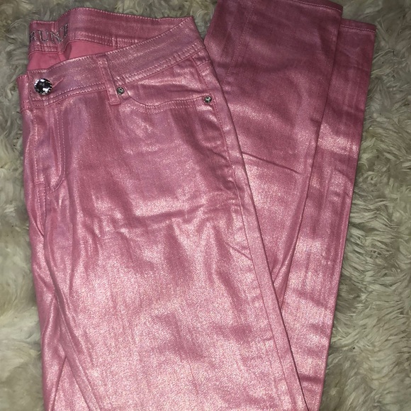 pink metallic jeans